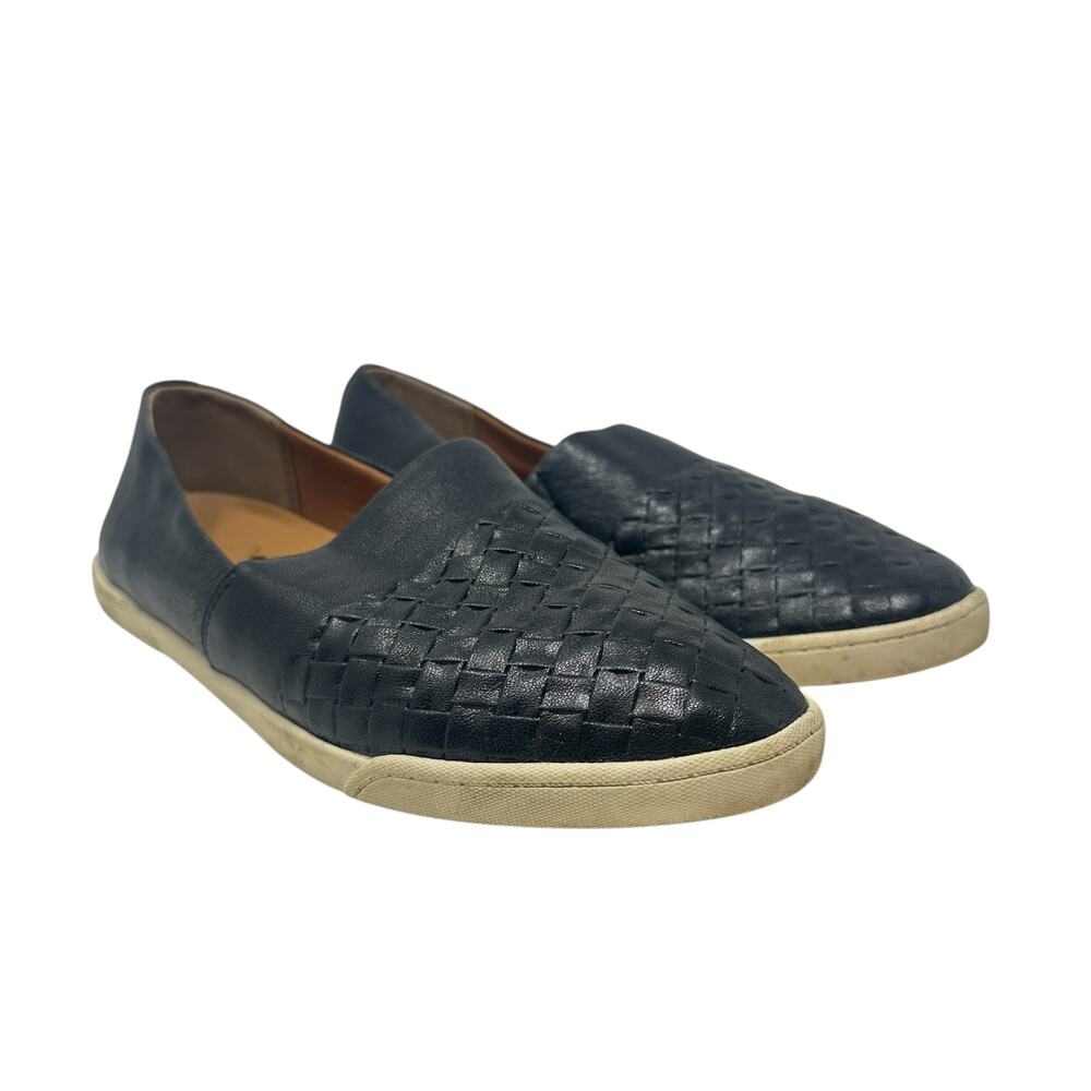 Patricia Nash Licata Slip On Sneakers Flat Braided Leather Black Size US 8.5